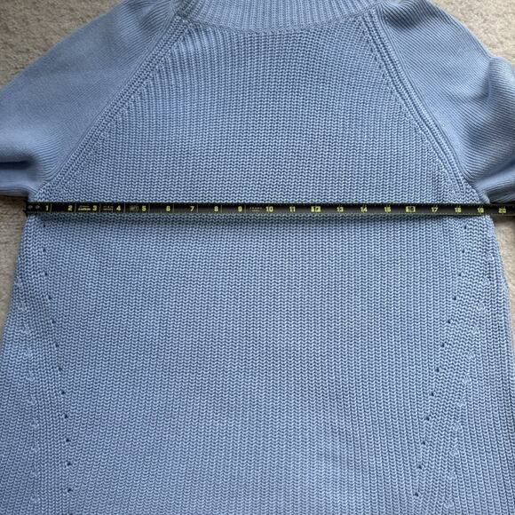 Lands’ End Pastel Blue Cotton Cowl Neck Sweater XL Longline Tunic Raglan Cozy - Picture 10 of 12